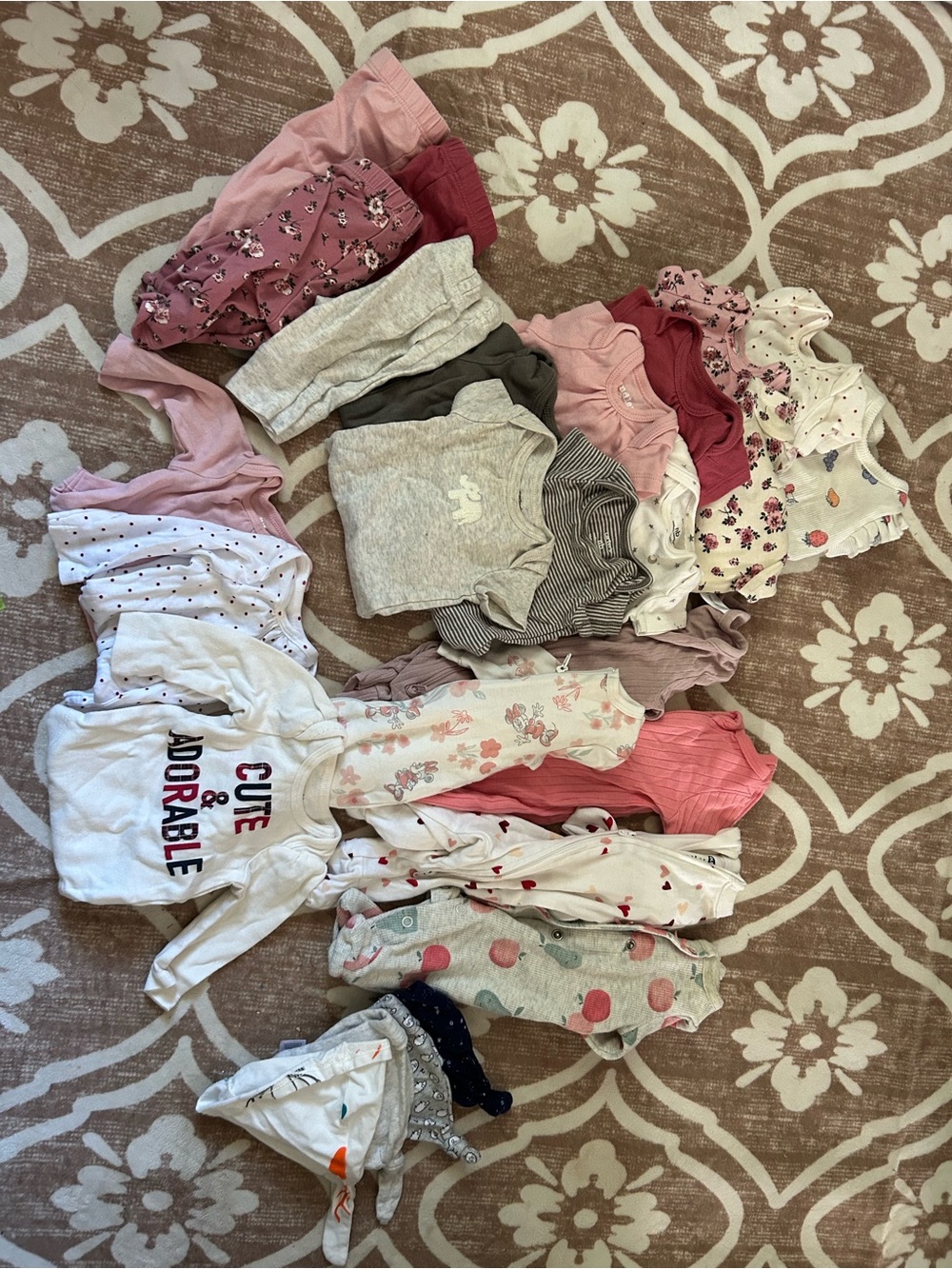 Mixed Pink & Gray Baby Girls Clothing Set - Assorted Onesies & Tops